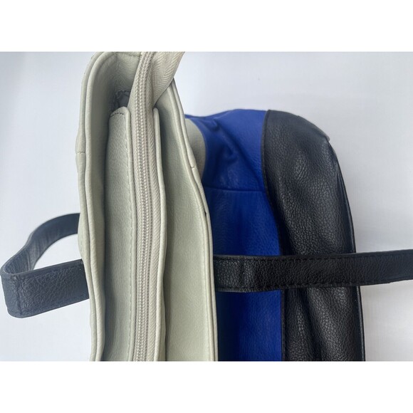 CLARKS Women's Over the Shoulder Tri-Color Laptop Tote - Cream, Blue, Black - Picture 9 of 16